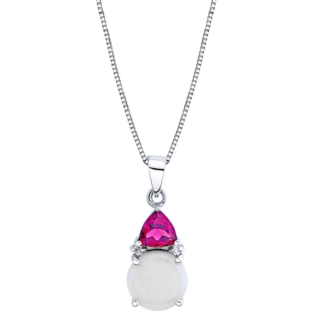 Multi-Gemstone (1-3/4 ct. t.w.) & Diamond Accent 18" Pendant Necklace in 14k White Gold商品第1张图片规格展示