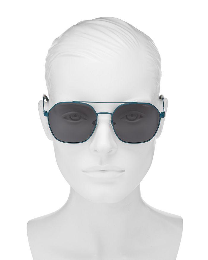 Unisex Polarized Brow Bar Aviator Sunglasses, 57mm商品第2张图片规格展示
