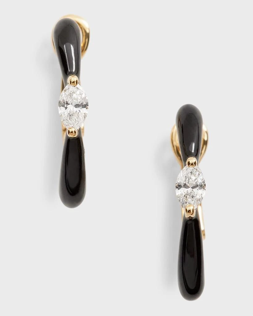 商品Frederic Sage|Yellow Gold Small Straight Marquise Center Black Enamel Hoop Earrings,价格¥14638,第1张图片