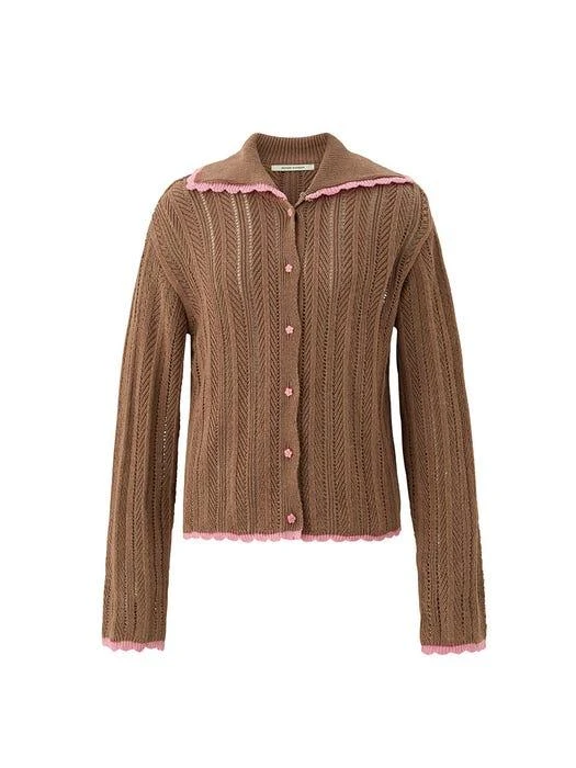 商品BEMUSE MANSION|Scotch Sailor Knit Cardigan (Cocoa Mocha),价格¥978,第1张图片