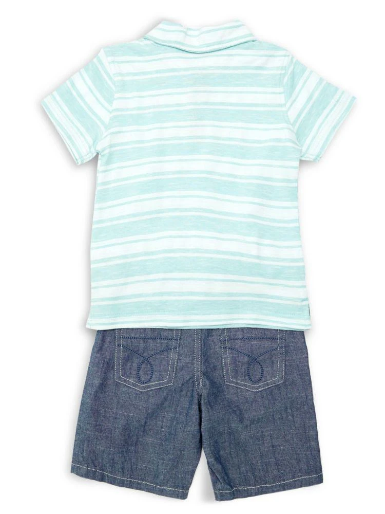 商品Calvin Klein|Little Boy's 2-Piece Stripe Polo &amp; Denim Shorts Set,价格¥109,第3张图片详细描述