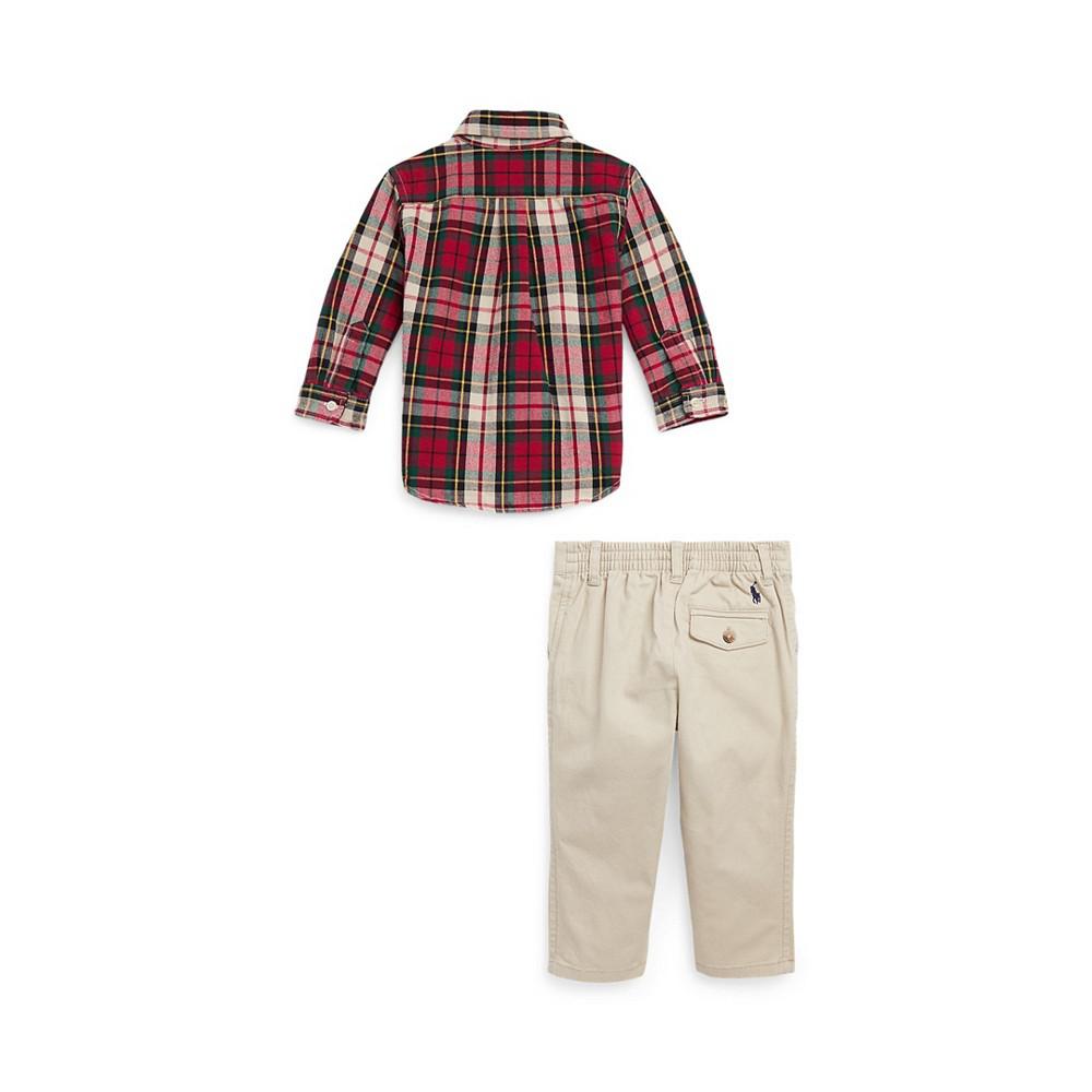 Baby Boys Oxford Shirt and Stretch Chino Pants, 2 Piece Set商品第2张图片规格展示