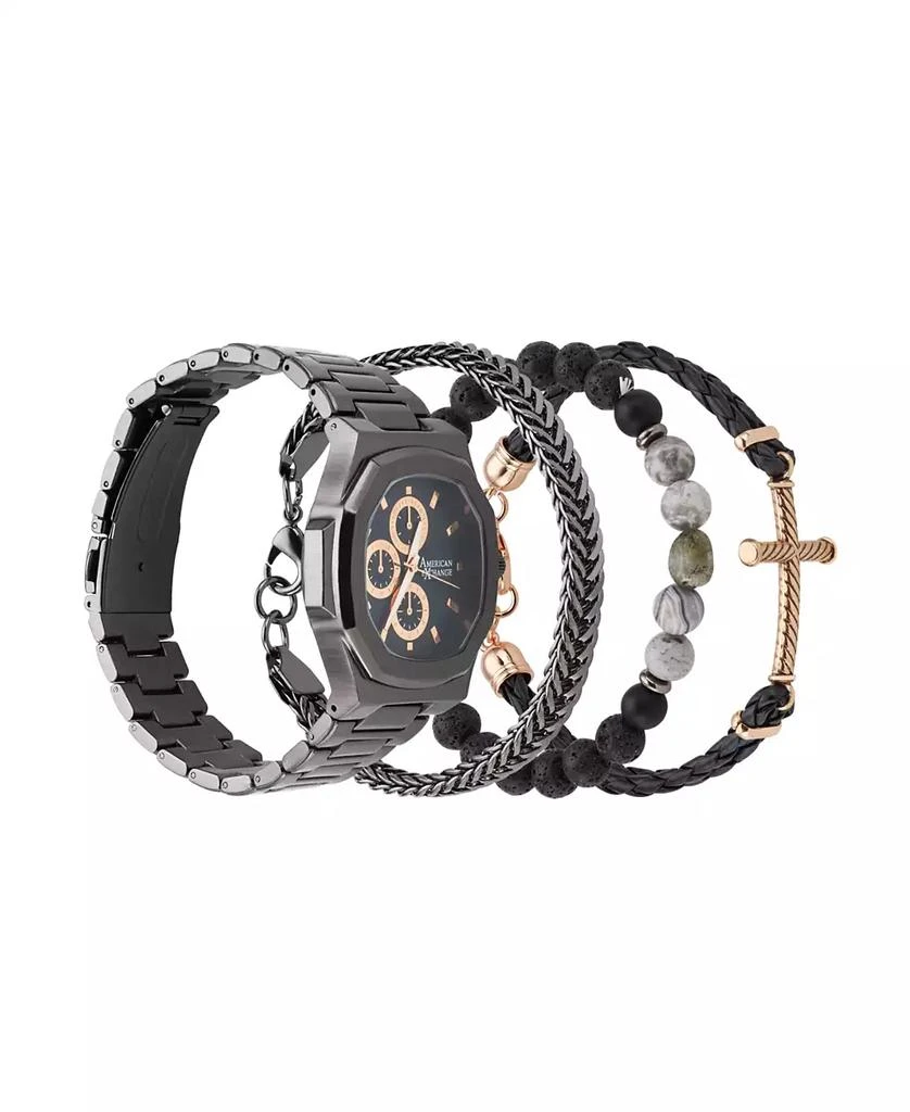 商品American Exchange|Men's Matte Black Metal Alloy Bracelet Watch 52mm Gift Set,价格¥150,第2张图片详细描述