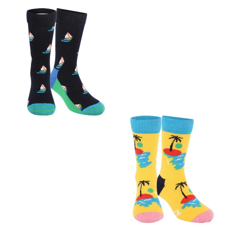 商品Happy Socks|Island in the sun socks pack of 2 in yellow and black,价格¥91,第1张图片