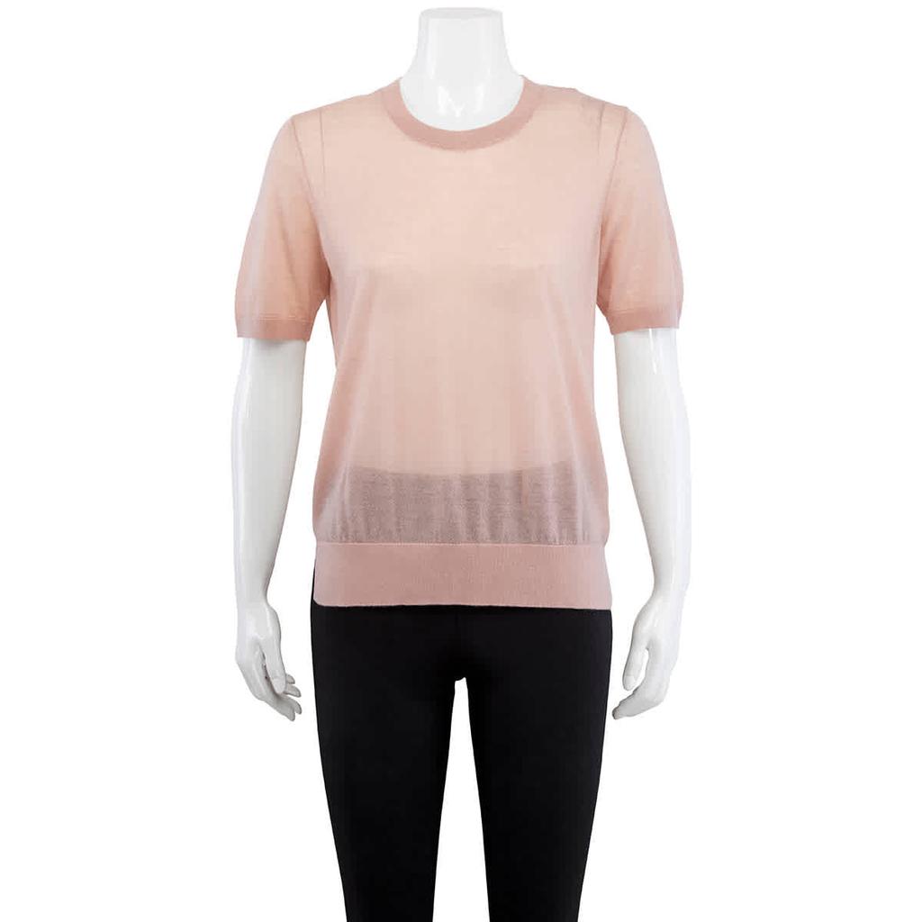 Burberry Short-sleeve Cashmere Sweater In Thistle Pink, Size Medium商品第1张图片规格展示