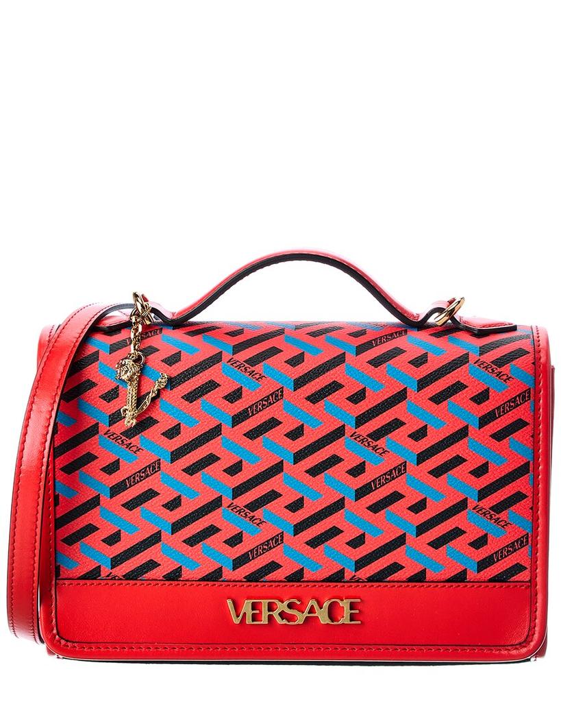 Versace La Greca Signature Coated Canvas & Leather Shoulder Bag商品第1张图片规格展示