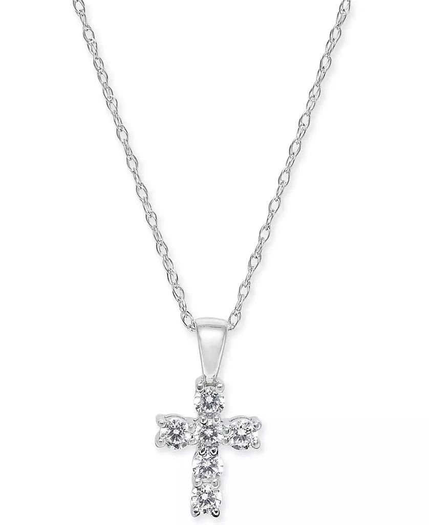 商品Macy's|Diamond Baby Cross 18" Pendant Necklace (1/5 ct. t.w.) in 14k White, Yellow or Rose Gold,价格¥5981,第1张图片