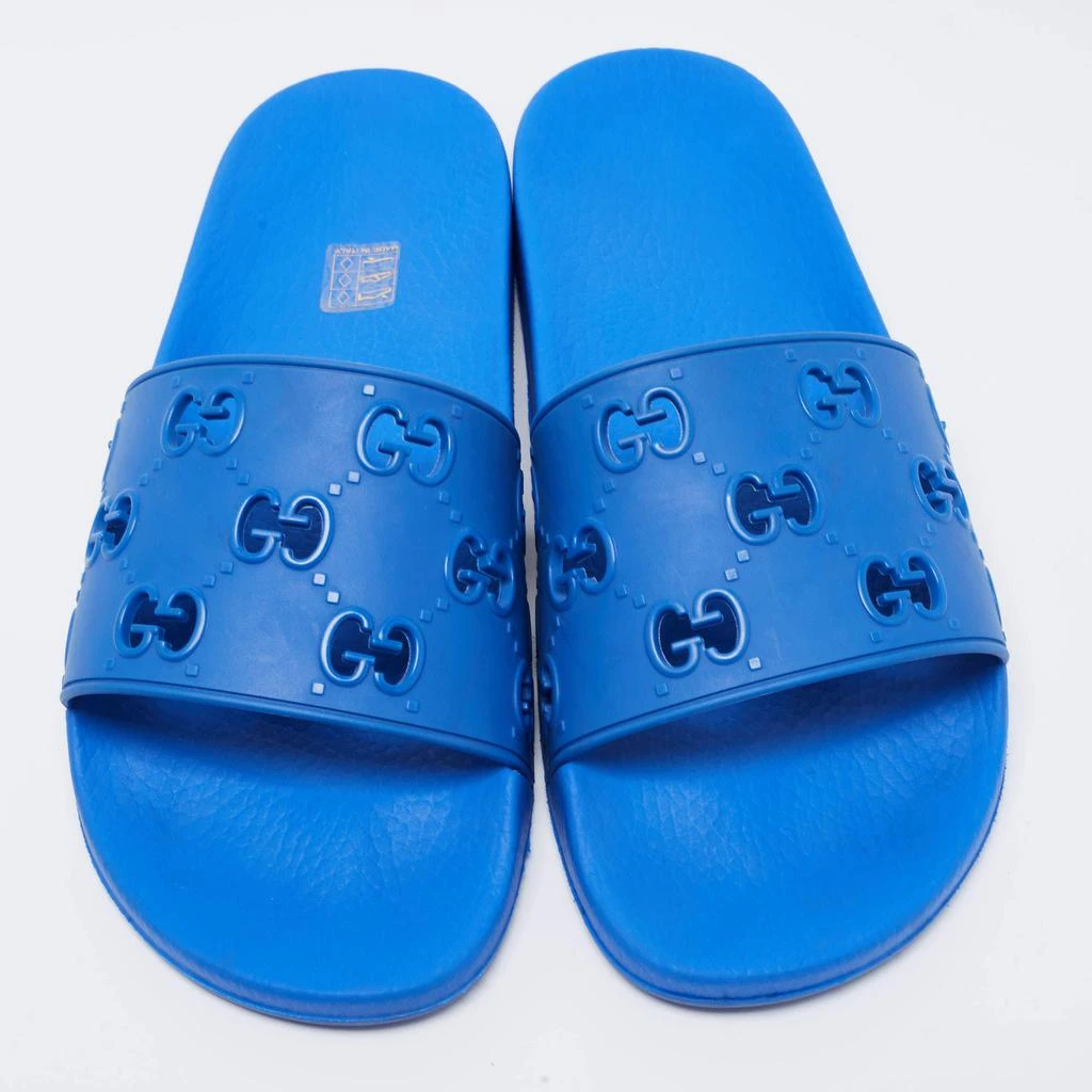 商品[二手商品] Gucci|Gucci Blue GG Rubber Slide Flat Sandals Size 44,价格¥1589,第3张图片详细描述