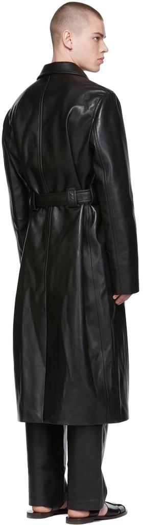 Black Kilan Leather Trench Coat商品第3张图片规格展示