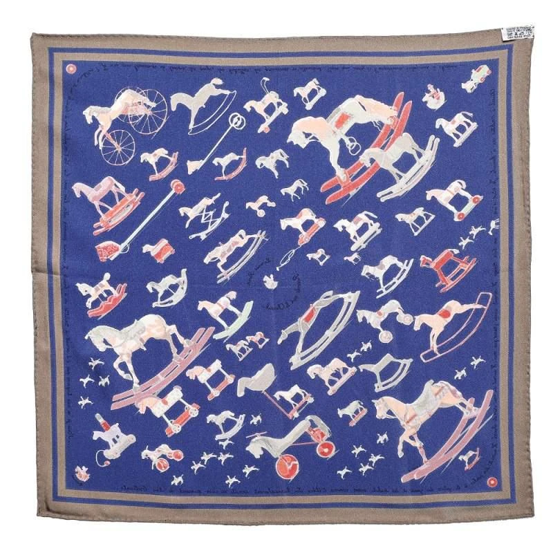 商品[二手商品] Hermes|Hermès Blue Raconte Moi Le Cheval Silk Gavroche Scarf,价格¥1227,第3张图片详细描述