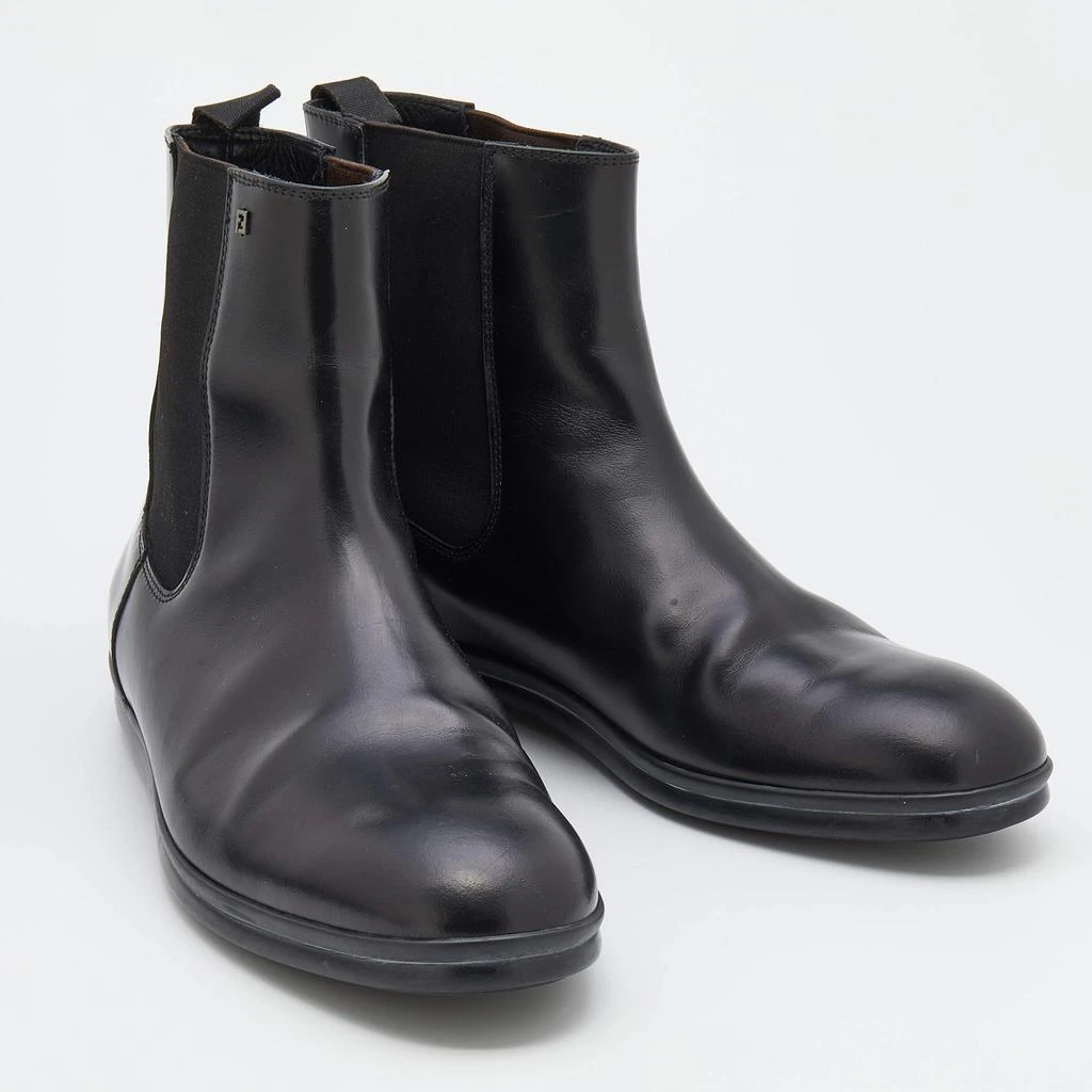 商品[二手商品] Fendi|Fendi Black Leather FF Chelsea Boots Size 41.5,价格¥2279,第4张图片详细描述