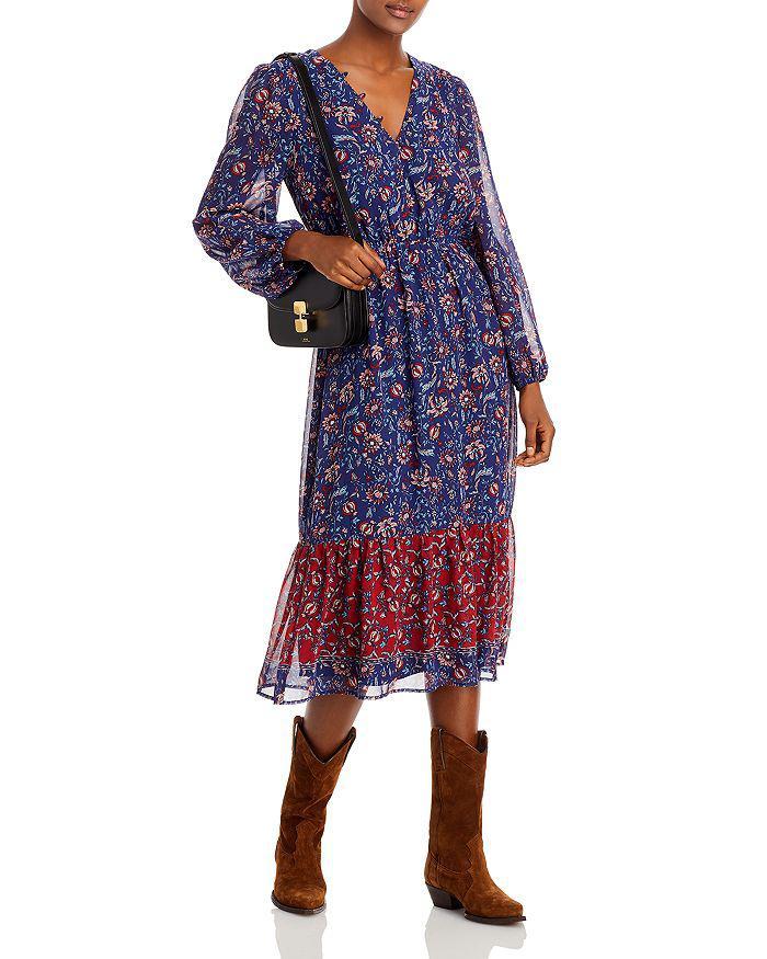 商品AQUA|Floral Sheer Puff Sleeve Midi Dress - 100% Exclusive,价格¥352,第4张图片详细描述