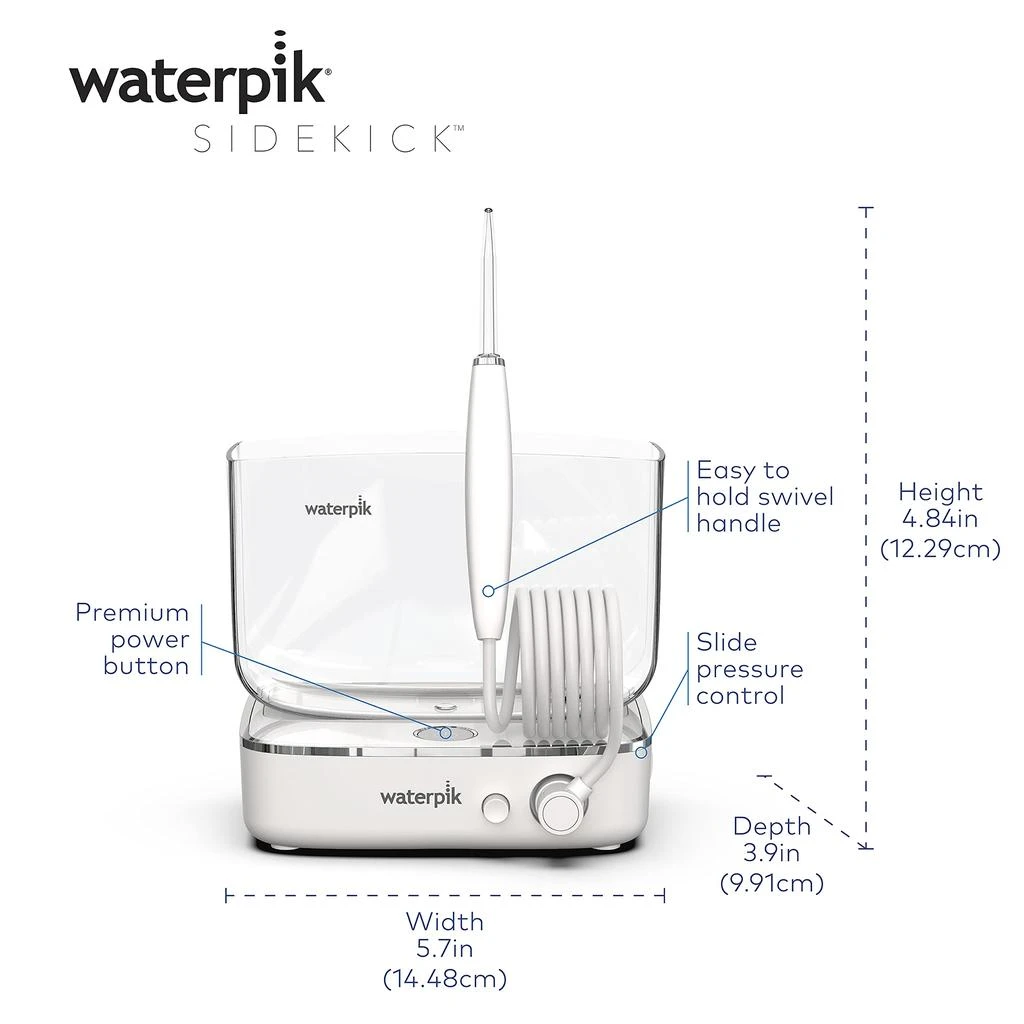 商品Waterpik|Waterpik Sidekick Portable Water Flosser Perfect for Travel & Home, White/Chrome,价格¥976,第5张图片详细描述