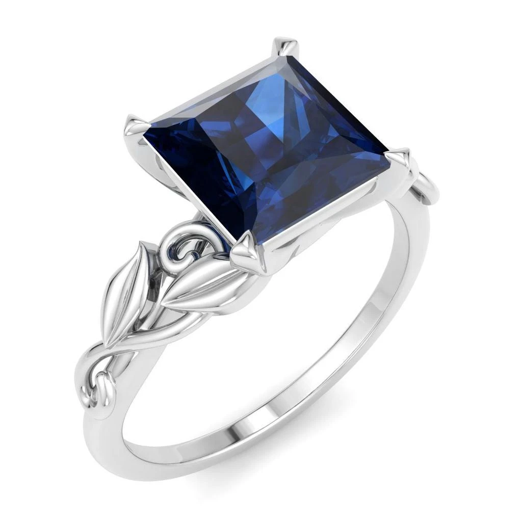 商品SSELECTS|1 1/2 Carat Princess Shape Sapphire Ornate Ring In 14K White Gold,价格¥4446,第2张图片详细描述