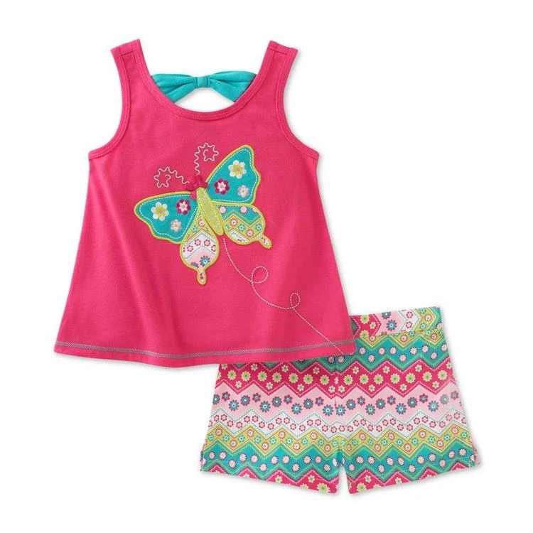 商品KIDS HEADQUARTERS|2-Pc. Butterfly Bow-Back Top & Shorts Set, Baby Girls (0-24 months),价格¥42,第1张图片