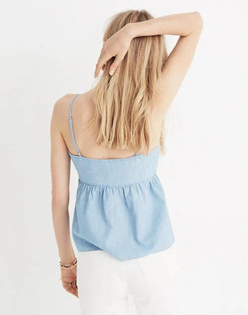 商品Madewell|Chambray Tie-Front Keyhole Cami Top,价格¥241,第3张图片详细描述