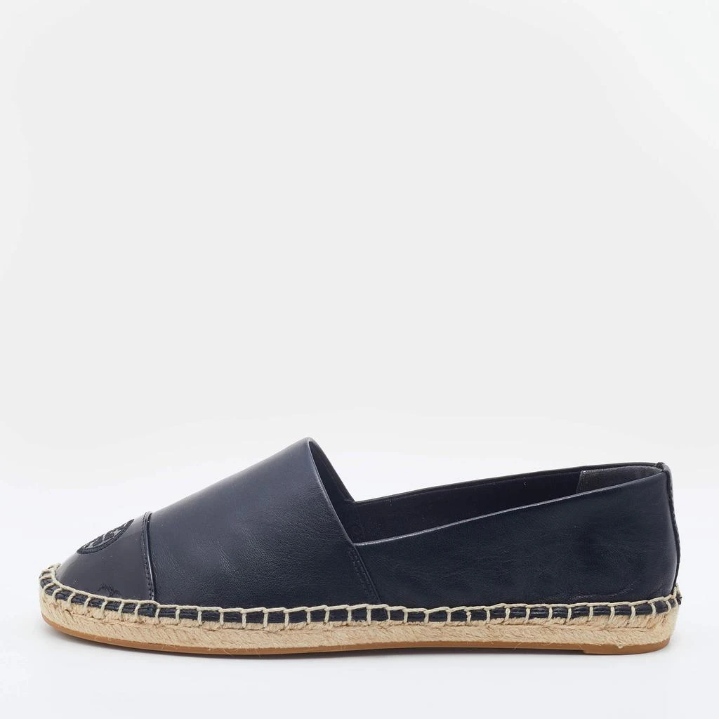 商品Tory Burch|Tory Burch Black Patent and Leather Flat Espadrilles Size 37.5,价格¥1355,第1张图片