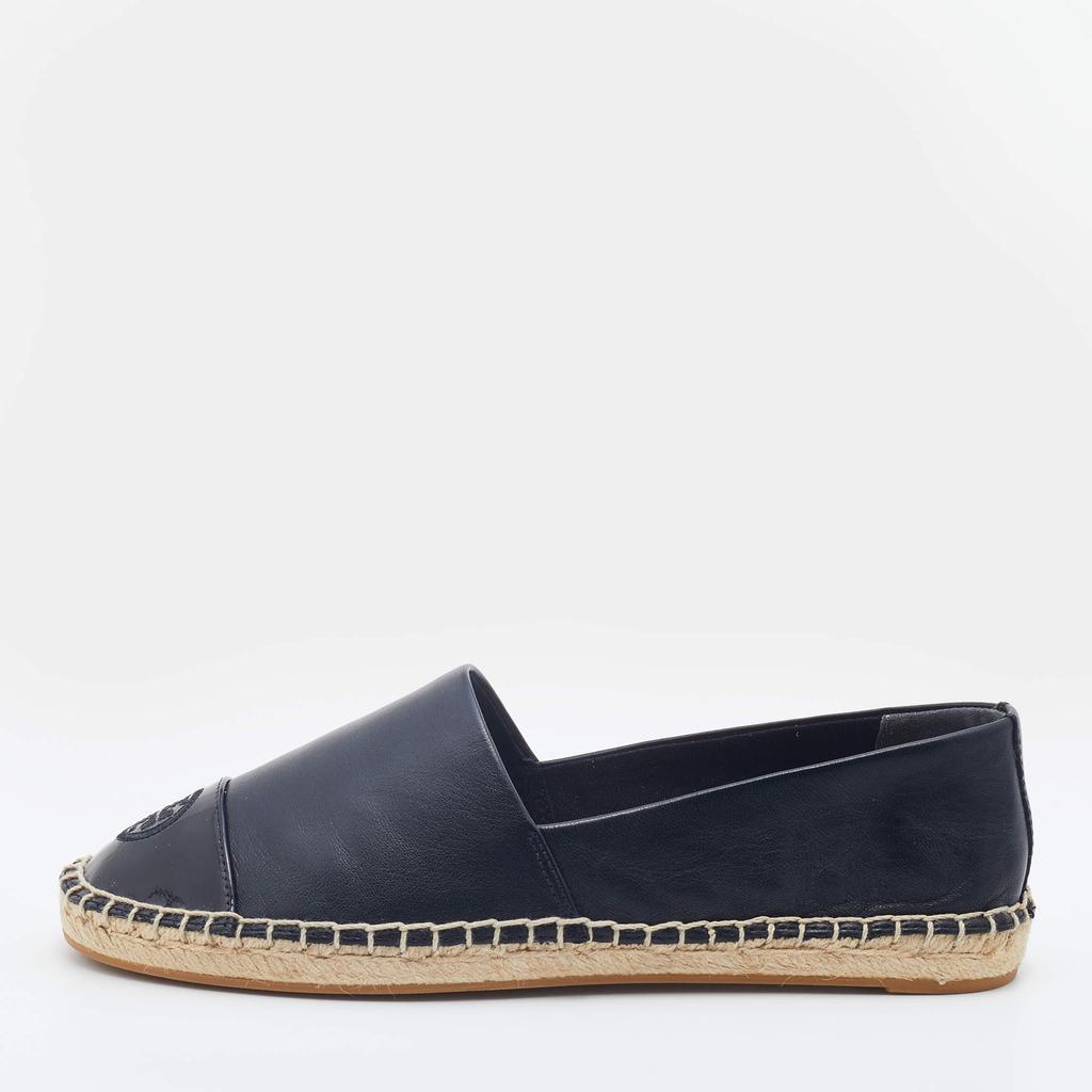 商品Tory Burch|Tory Burch Black Patent and Leather Flat Espadrilles Size 37.5,价格¥1463,第1张图片