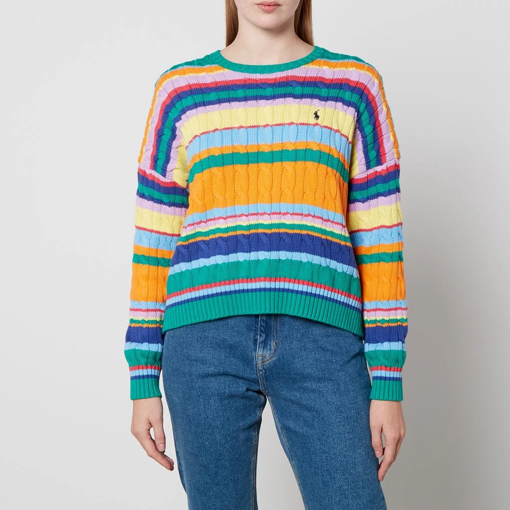 商品Ralph Lauren|Polo Ralph Lauren Striped Cable-Knit Cotton Long Sleeve Pullover,价格¥1339,第1张图片