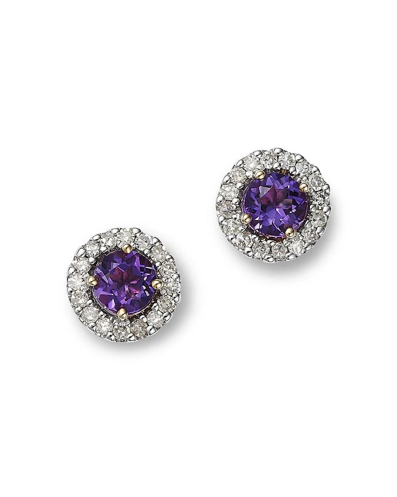 商品Moon & Meadow|14K Yellow Gold Amethyst & Diamond Stud Earrings,价格¥3404,第1张图片