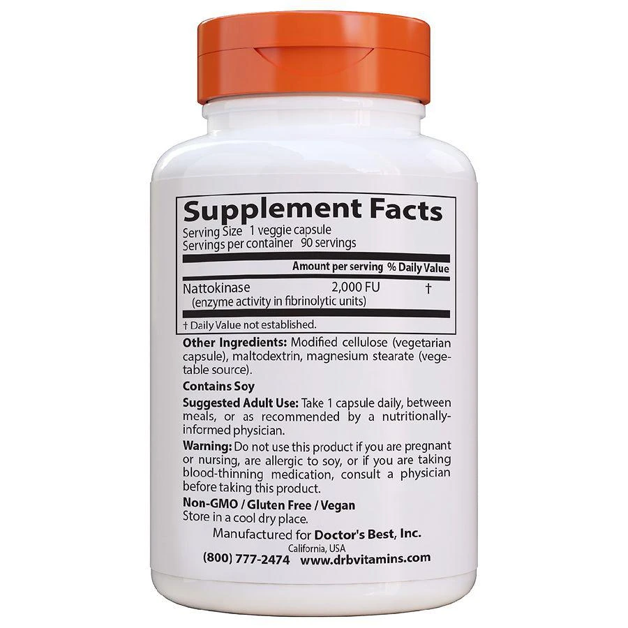 商品Doctor's Best|Nattokinase 2,000 FUs per Serving,价格¥112,第4张图片详细描述
