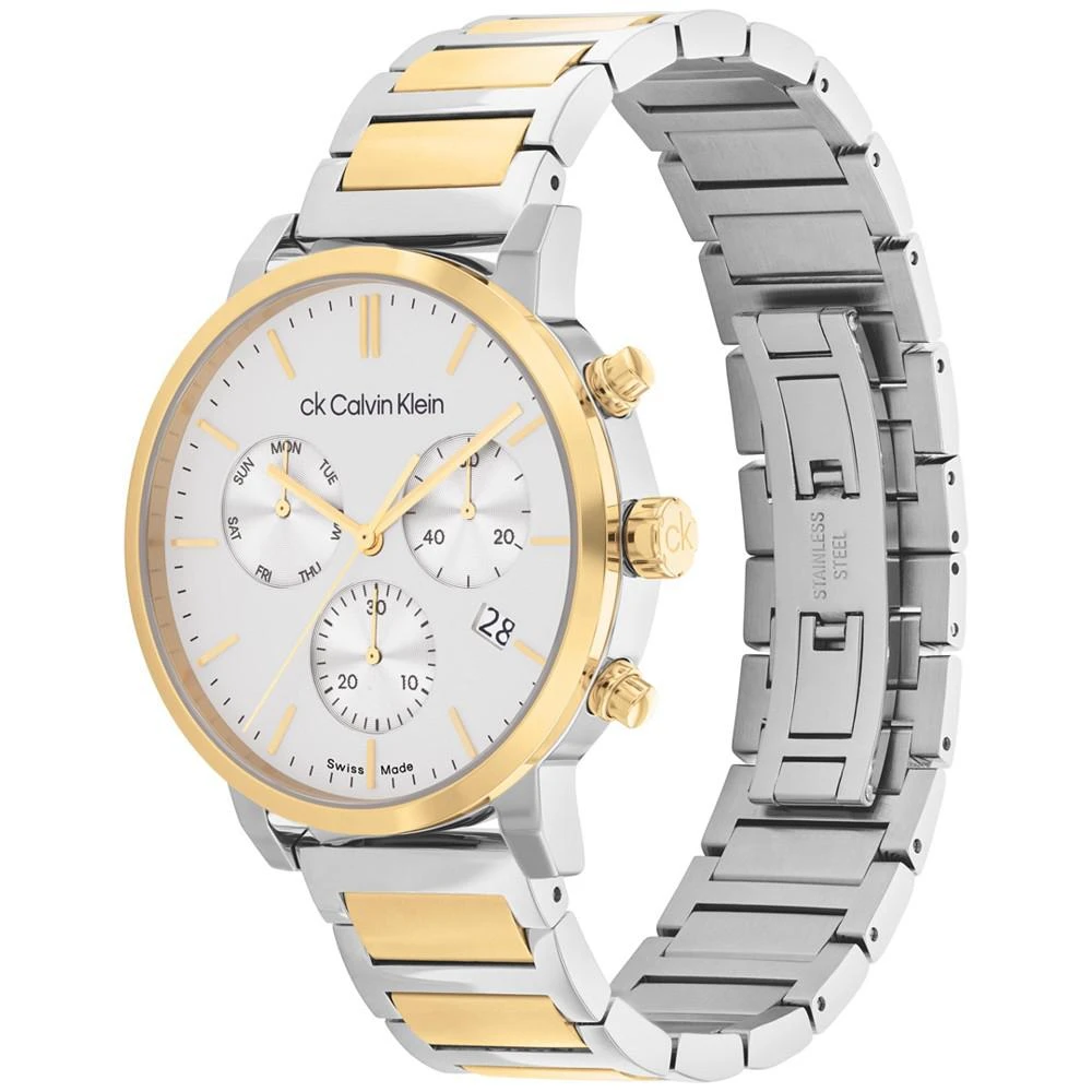 商品Calvin Klein|Men's Swiss Chronograph Gauge Two-Tone Stainless Steel Bracelet Watch 42mm,价格¥2704,第2张图片详细描述