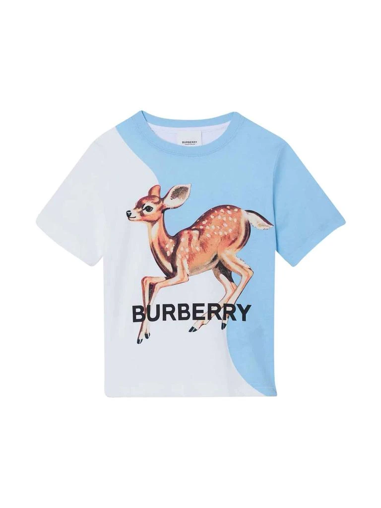 商品Burberry|Burberry White And Blue T-shirt With Print,价格¥1691,第1张图片