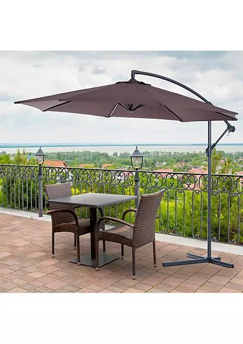 商品Outsunny|10 Cantilever Hanging Tilt Offset Patio Umbrella With Uv And Water Fighting Material And A Sturdy Stand Brown,价格¥992,第4张图片详细描述