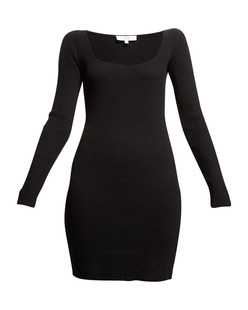 商品Vince|Long-Sleeve Ribbed Square-Neck Mini Dress,价格¥743,第2张图片详细描述