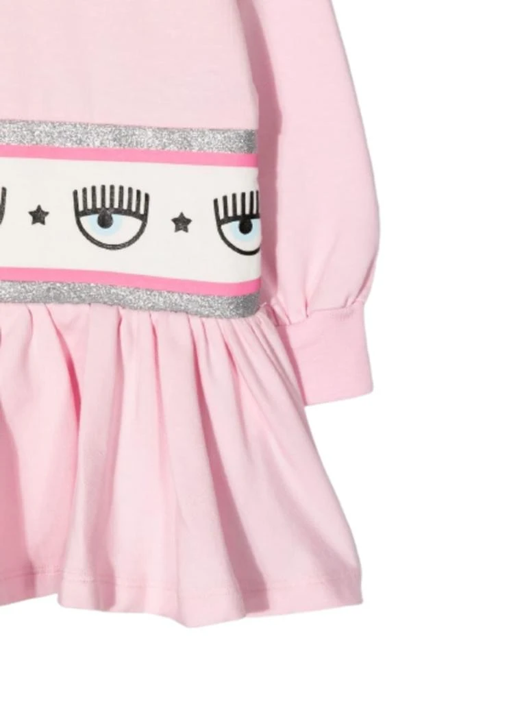 商品Chiara Ferragni|Chiara Ferragni Light Pink Sweater Dress In Cotton With Embossed Logo On The Waist,价格¥884,第3张图片详细描述