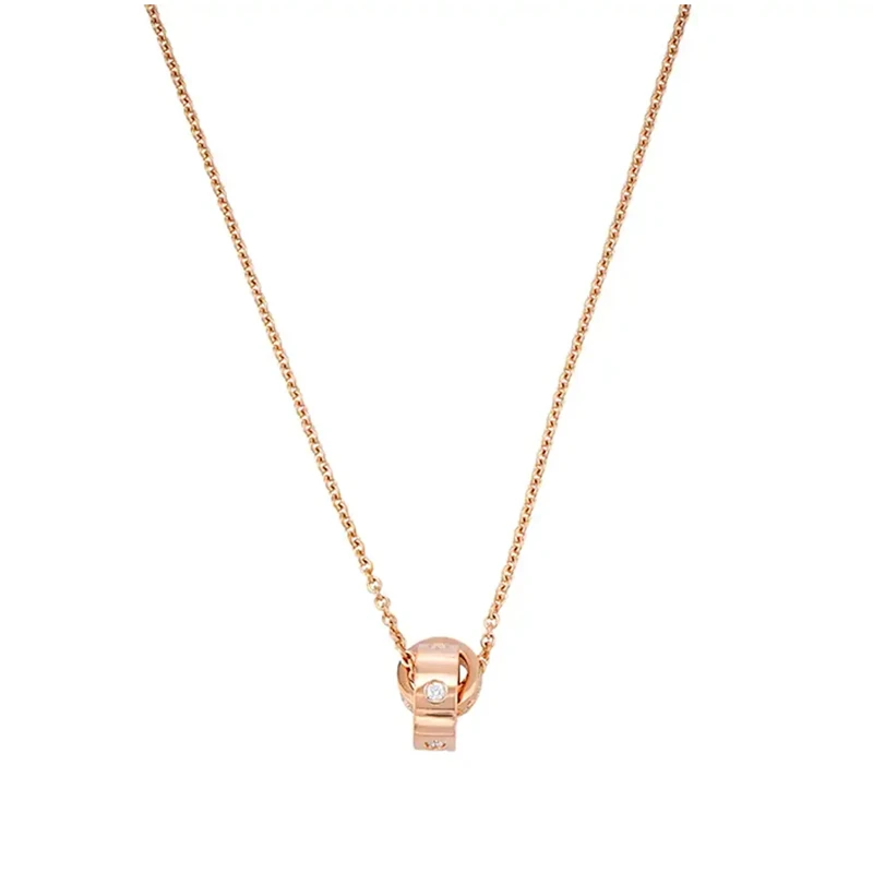 商品[国内直发] BVLGARI|宝格丽  系列 双环设计 18K玫瑰金配5颗钻石 项链 男女同款情侣款,价格¥25132,第8张图片详细描述