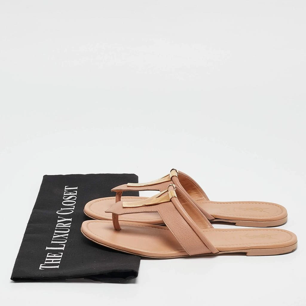 Yves Saint Laurent Beige Leather Ycon Thong Flats Size 38 商品