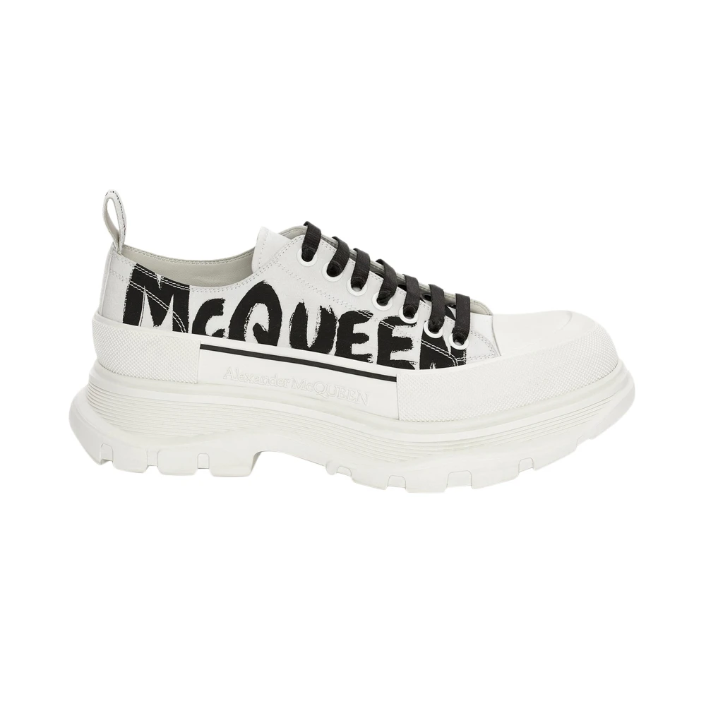 商品[国内直发] Alexander McQueen|ALEXANDER McQUEEN 男士光学白色小羊皮系带运动鞋 682423-WIABD-9488,价格¥4930,第1张图片