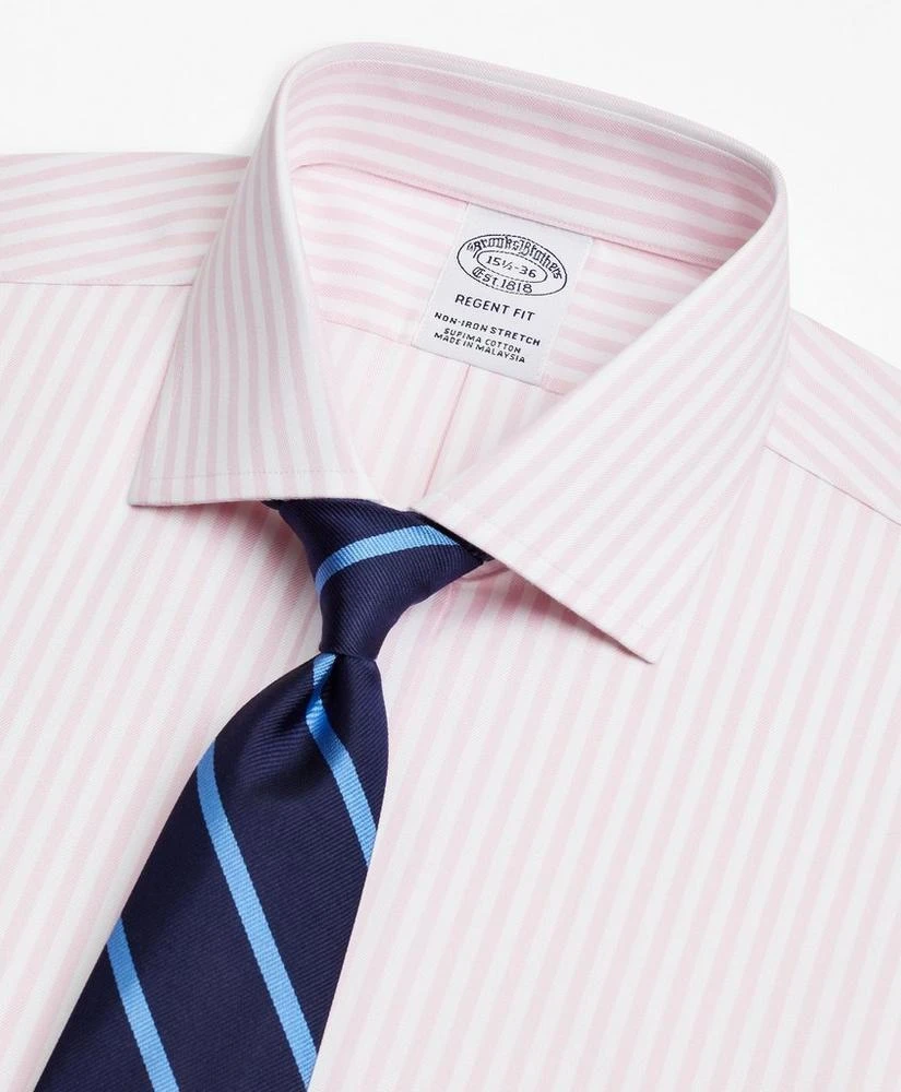 商品Brooks Brothers|Stretch Regent Regular-Fit Dress Shirt, Non-Iron Twill English Collar Bold Stripe,价格¥572,第3张图片详细描述