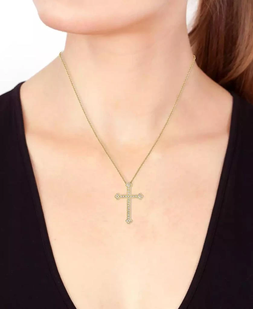 商品Effy|EFFY® Diamond Cross 18" Pendant Necklace (1/5 ct. t.w.) in 14k Gold,价格¥11960,第2张图片详细描述