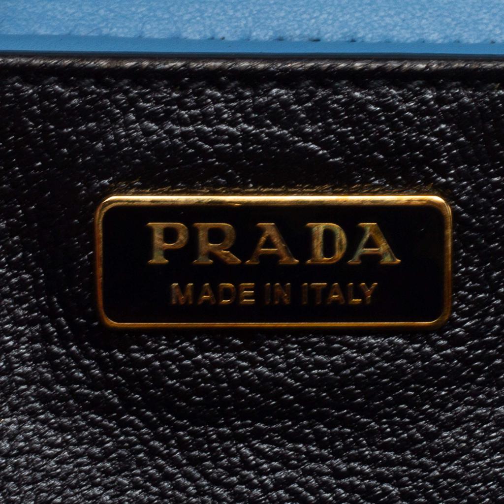 Prada Two Tone Blue Saffiano Leather Cahier Shoulder Bag商品第10张图片规格展示