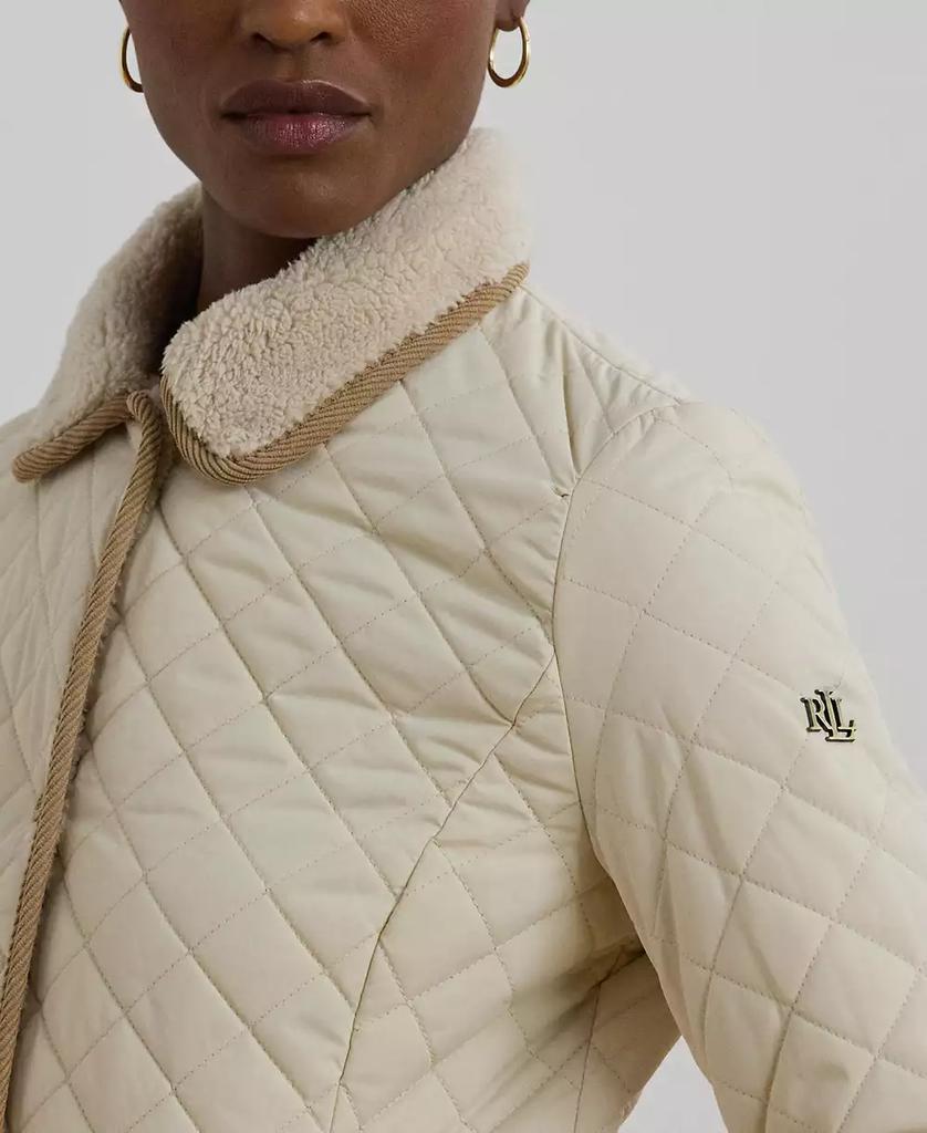 Ralph Lauren Petite Faux-Sherpa-Collar Quilted Coat - Jackets