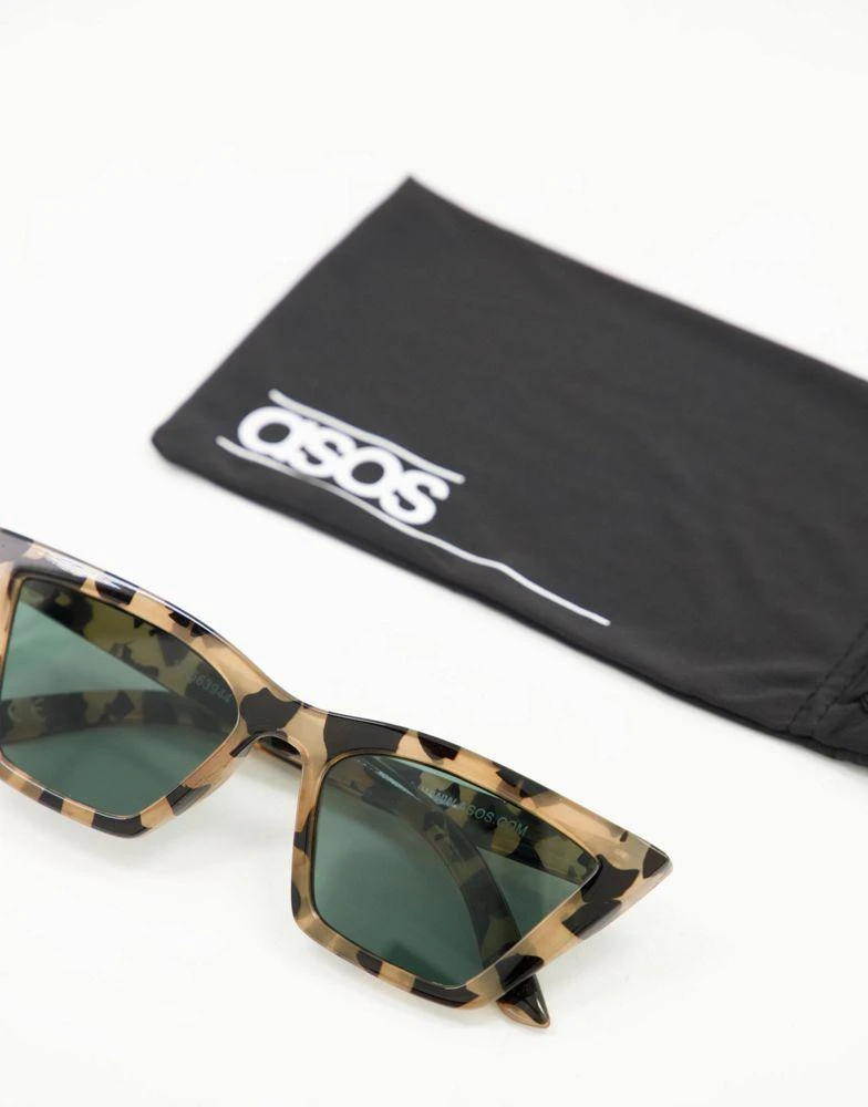 商品ASOS|ASOS DESIGN pointy square cat eye sunglasses in milky tort with g15 lens,价格¥73,第2张图片详细描述