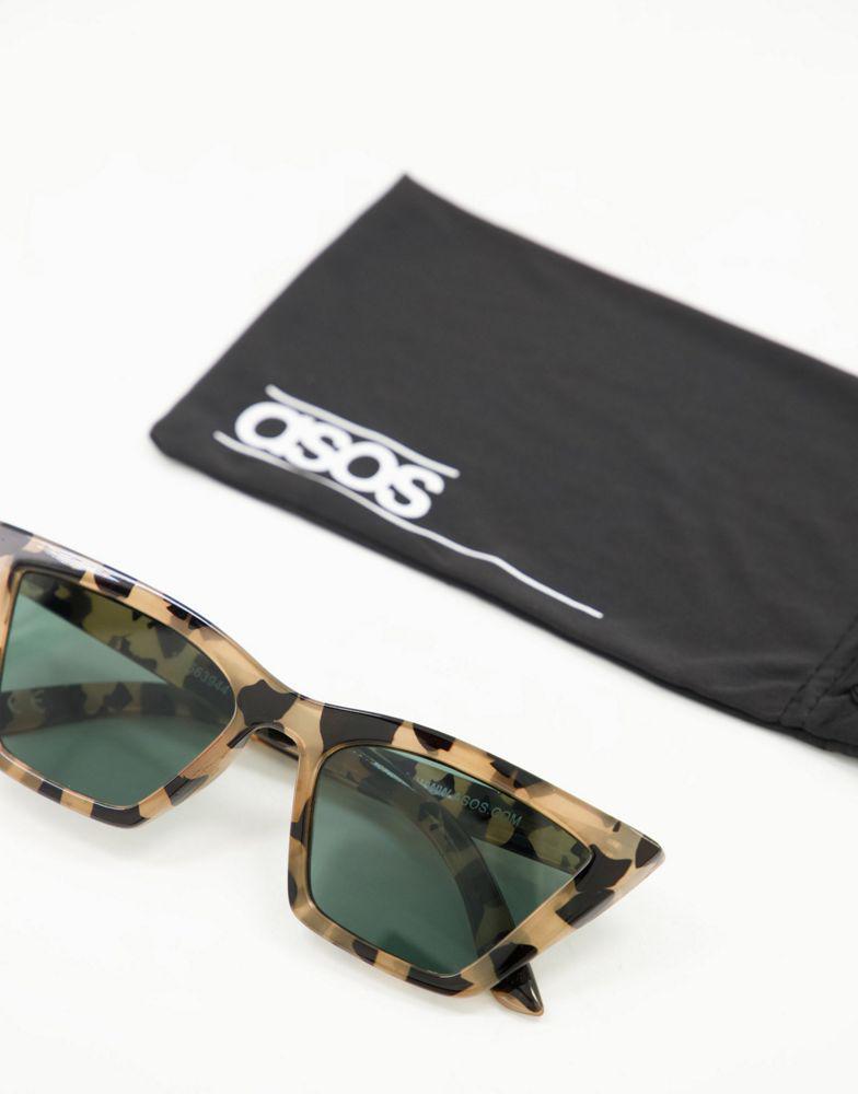 商品ASOS|ASOS DESIGN pointy square cat eye sunglasses in milky tort with g15 lens,价格¥79,第4张图片详细描述