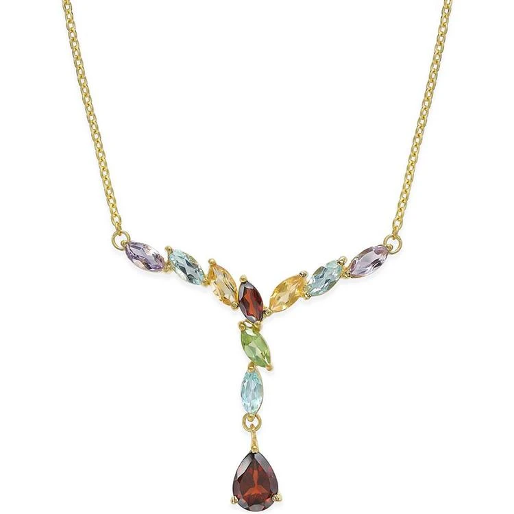 商品Macy's|Multi-Gem Drop Y-Necklace (3 ct. t.w.) in 18k Gold over Sterling Silver,价格¥371,第1张图片