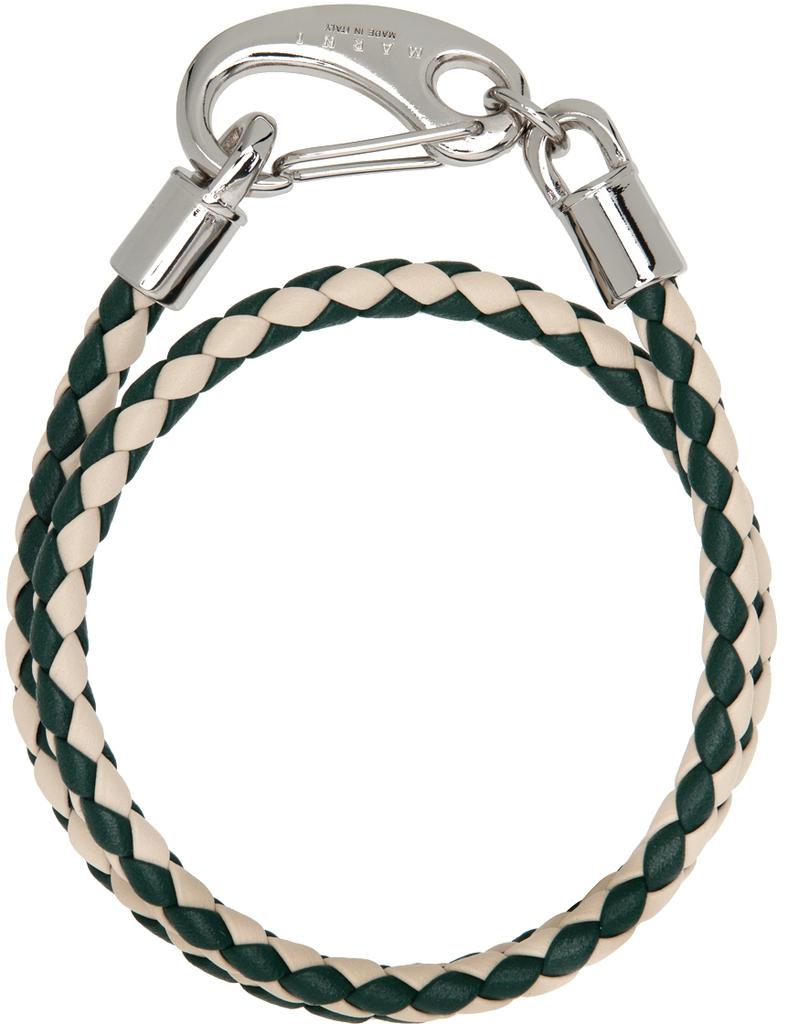 White & Green Double Wrap Braided Bracelet商品第2张图片规格展示