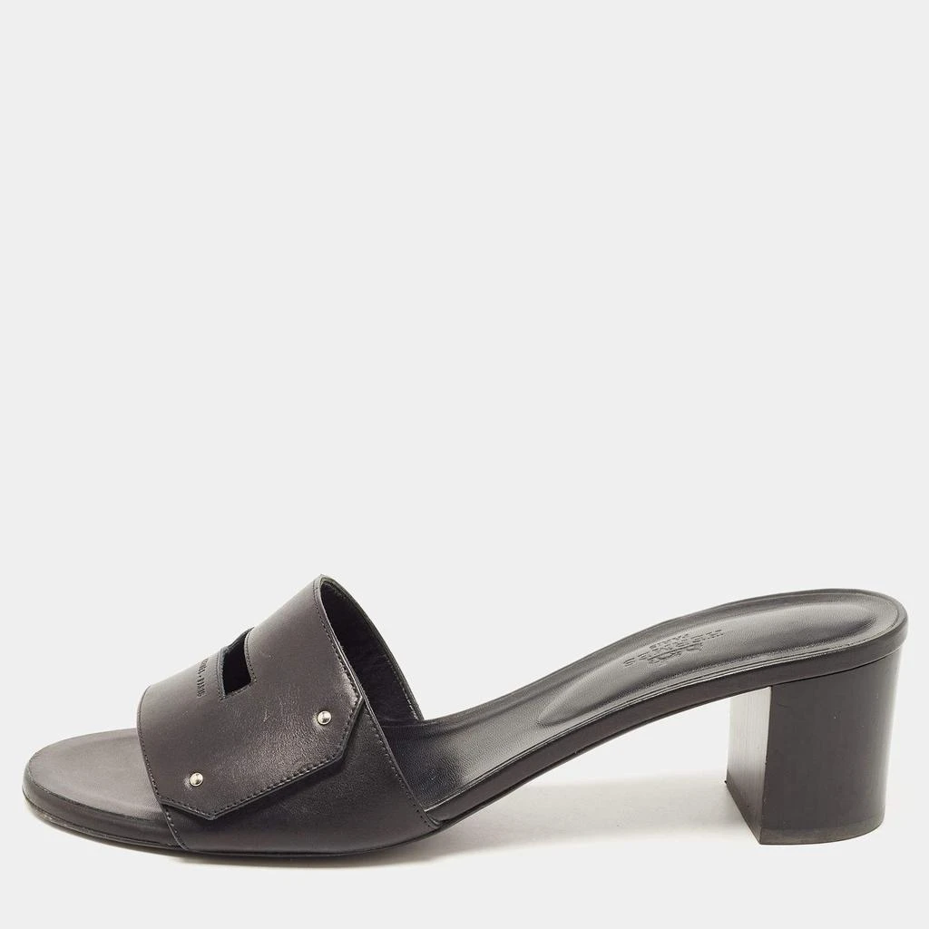 商品[二手商品] Hermes|Hermes Black Leather View Slide Sandals Size 41,价格¥4005,第1张图片
