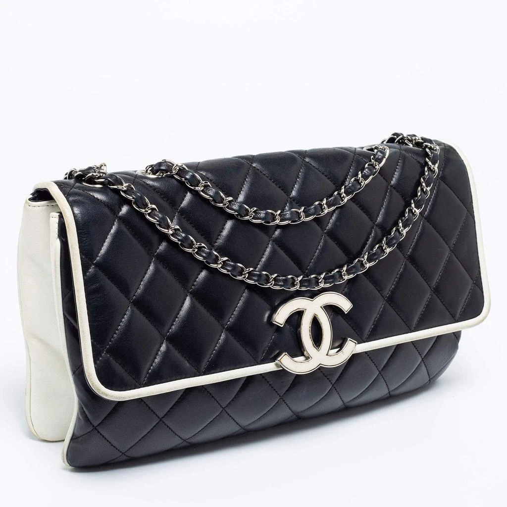 商品[二手商品] Chanel|Chanel Black/White Quilted Leather Large Vintage Maxi Divine Cruise Classic Flap Bag,价格¥10331,第3张图片详细描述