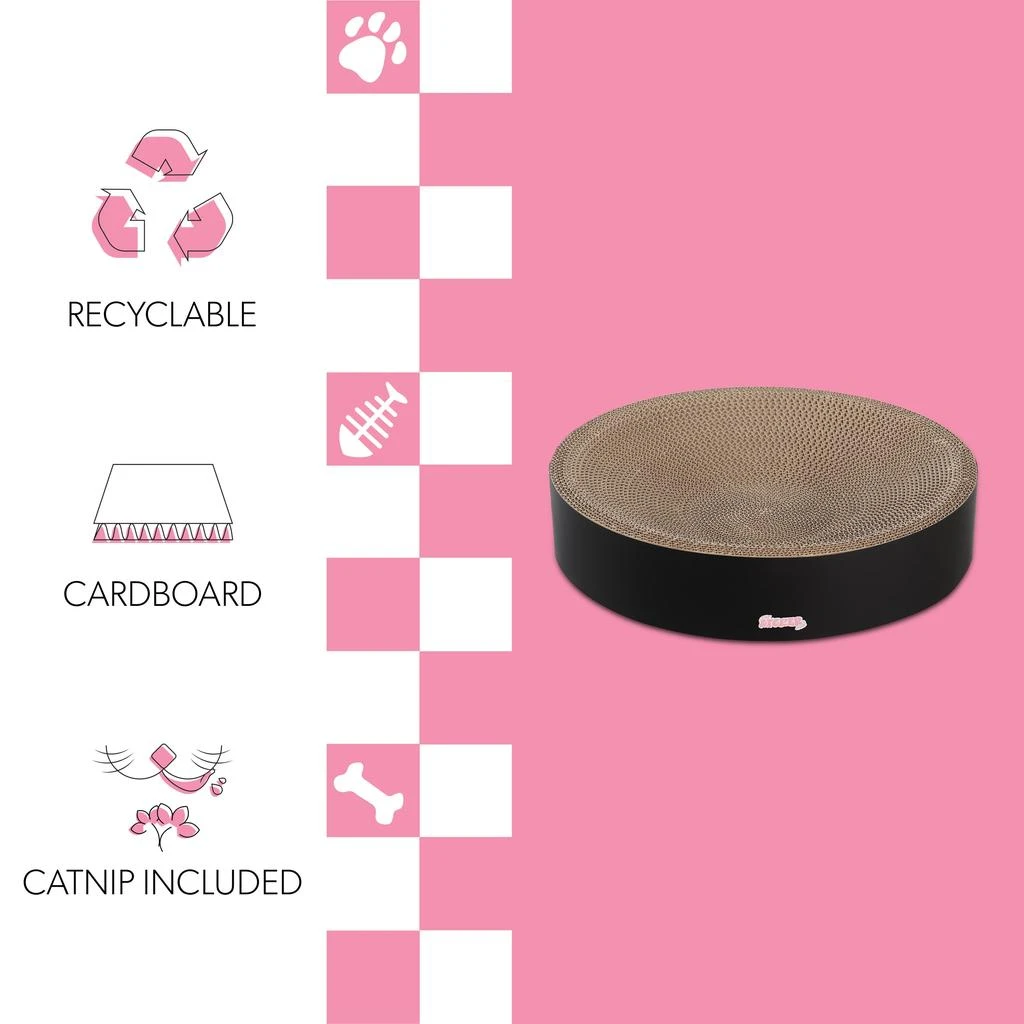 Nelson 20.13" Modern Cardboard Round Bowl Cat Scratcher with Catnip, Light Pink/Multi 商品