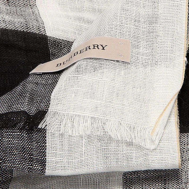 Burberry 博柏利 女士黑白格纹亚麻材质格纹围巾 3902582 商品