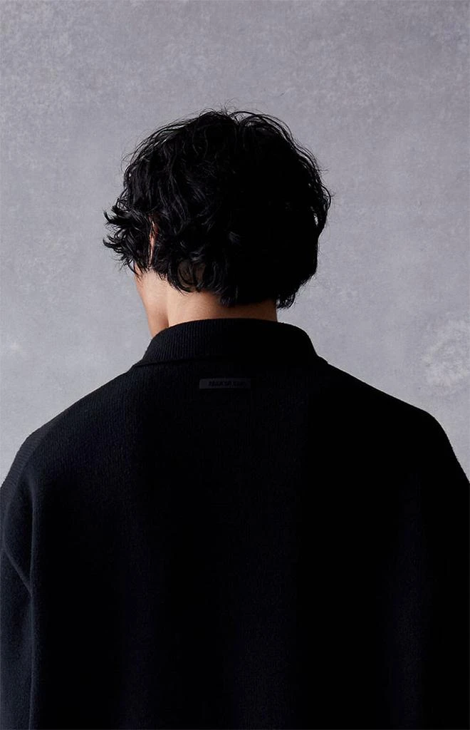 商品Essentials|Jet Black Knit Polo Sweater,价格¥883,第5张图片详细描述