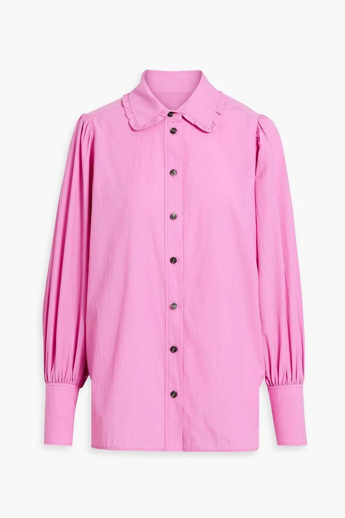 商品Ganni|Ruffled crinkled cotton-blend shirt,价格¥847,第1张图片
