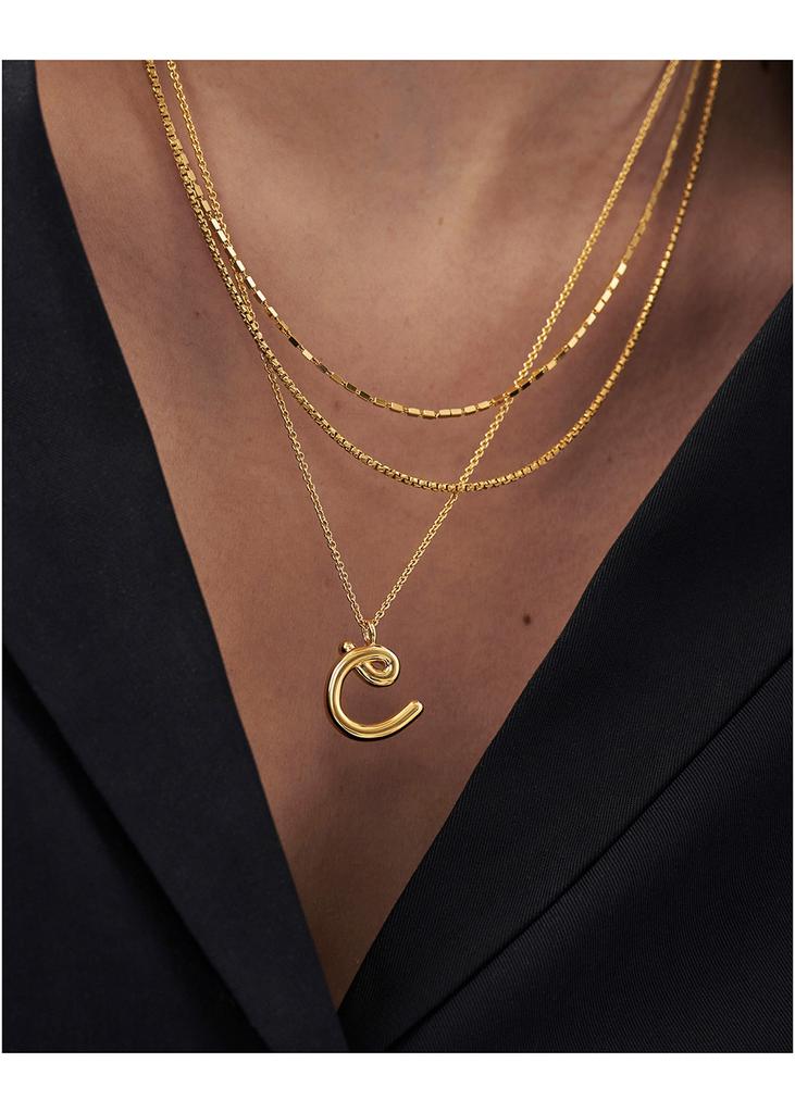 C initial 18kt gold-plated necklace商品第4张图片规格展示