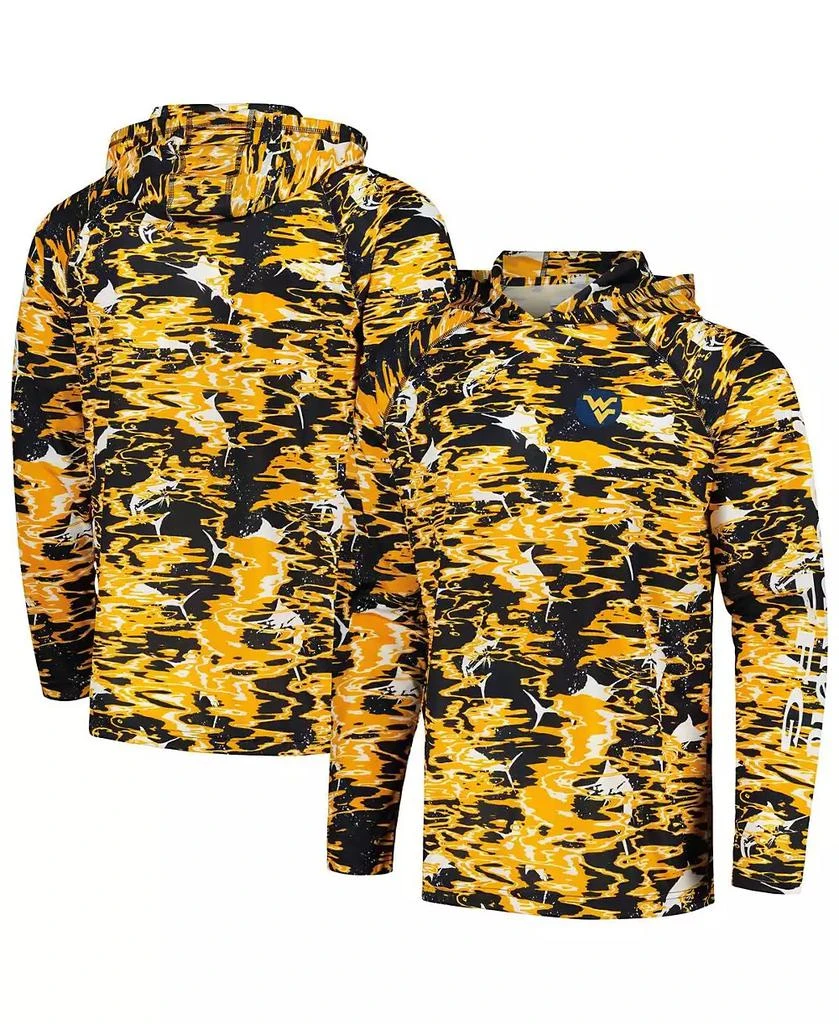 商品Columbia|Men's  Navy West Virginia Mountaineers PFG Terminal Tackle Omni-Shade Rippled Long Sleeve Hooded T-shirt,价格¥337,第1张图片