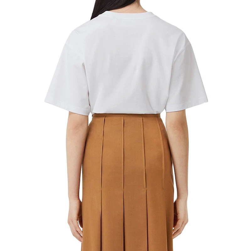 商品Burberry|【预售3-7天】BURBERRY/博柏利 22年春夏新款 女士白色纯棉植物素描印花宽松短袖T恤80565811,价格¥4618,第6张图片详细描述